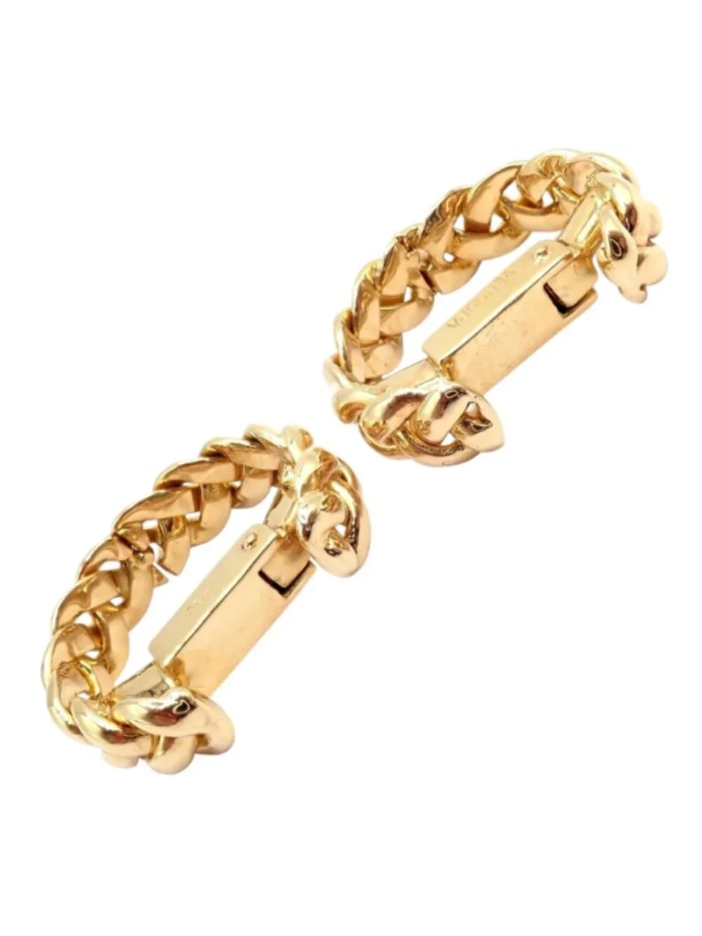 Authentic! Verdura 18k Yellow Gold Classic Rope Stirrup Cufflinks